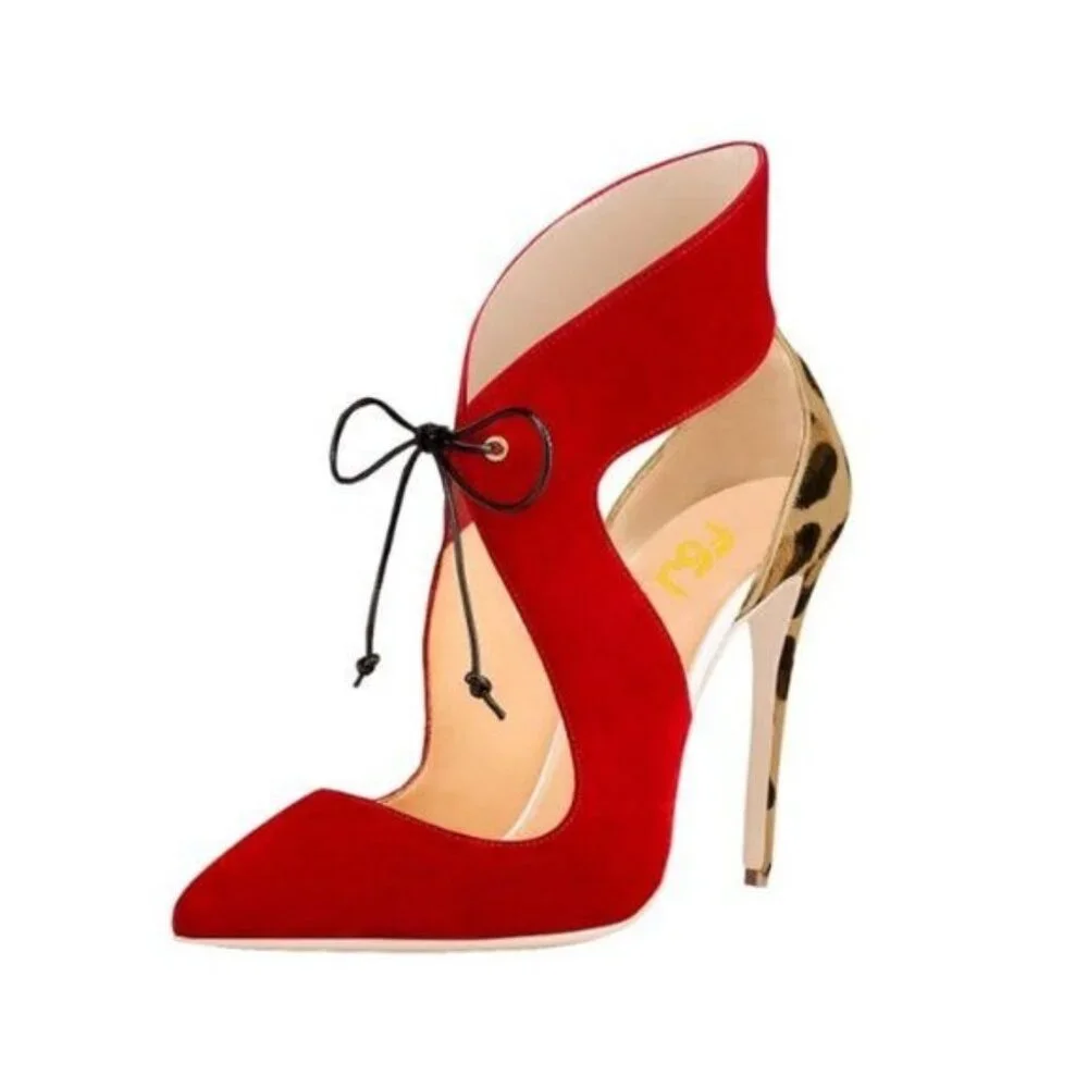 FSJ Women Stylish High Heel Pumps Lace Up Sandals Cut Out Stiletto Party Evening